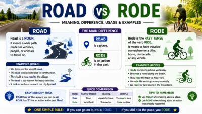 Road vs Rode Meaning, Difference, Usage & Examples