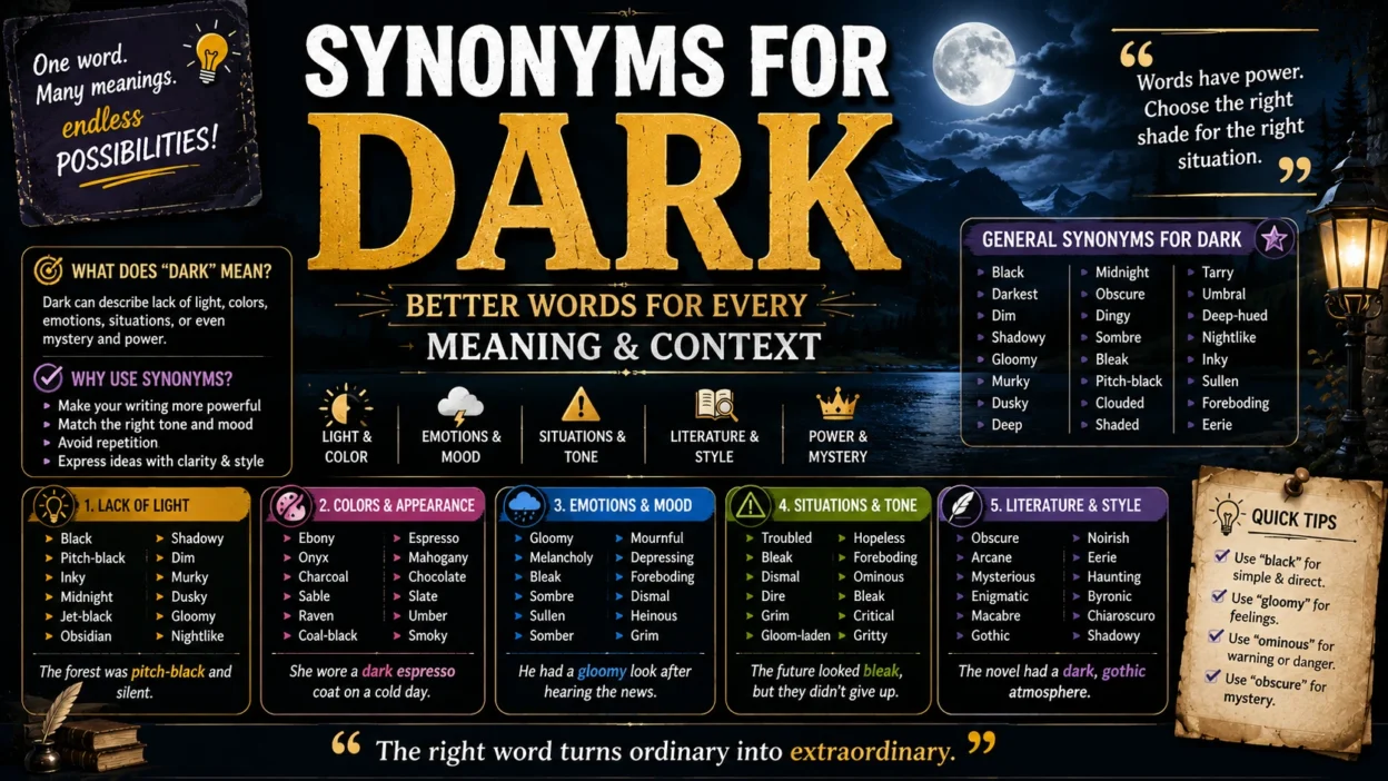 Synonyms for Dark Better Words for Every Meaning and Context